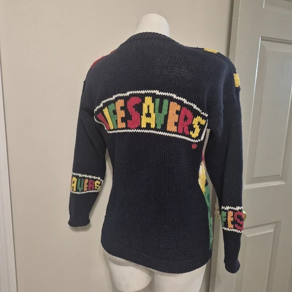 The Eagle's Eye Vintage 80s/90s Novelty Lifesavers Knit Cardigan Sweater(M) - Picture 3 of 9
